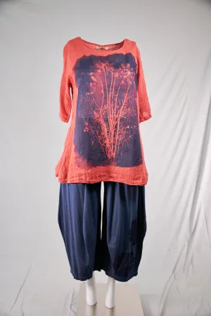 1210 Linen Simple Tunic Corallium-P