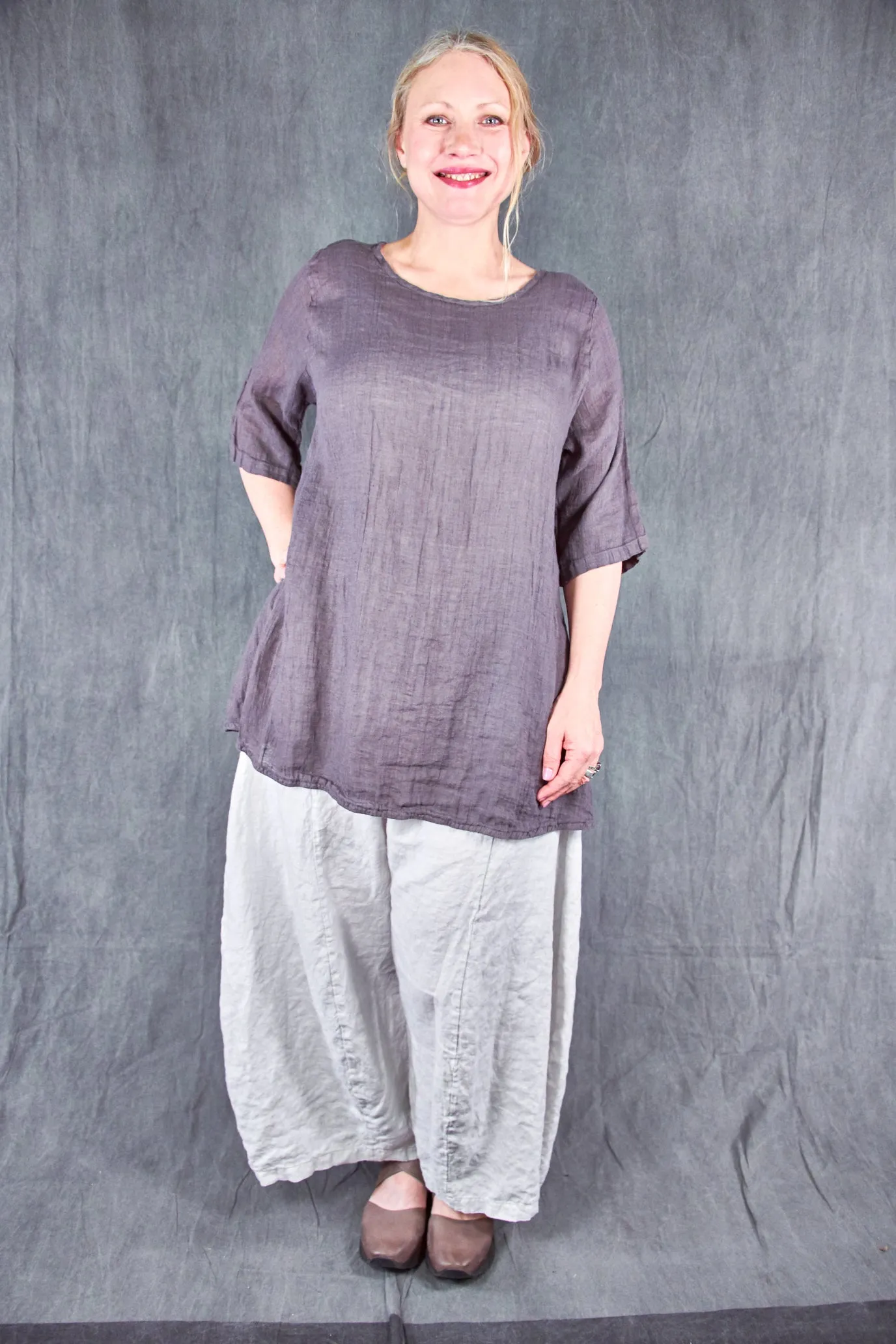 1210 Linen Simple Tunic Flint-U