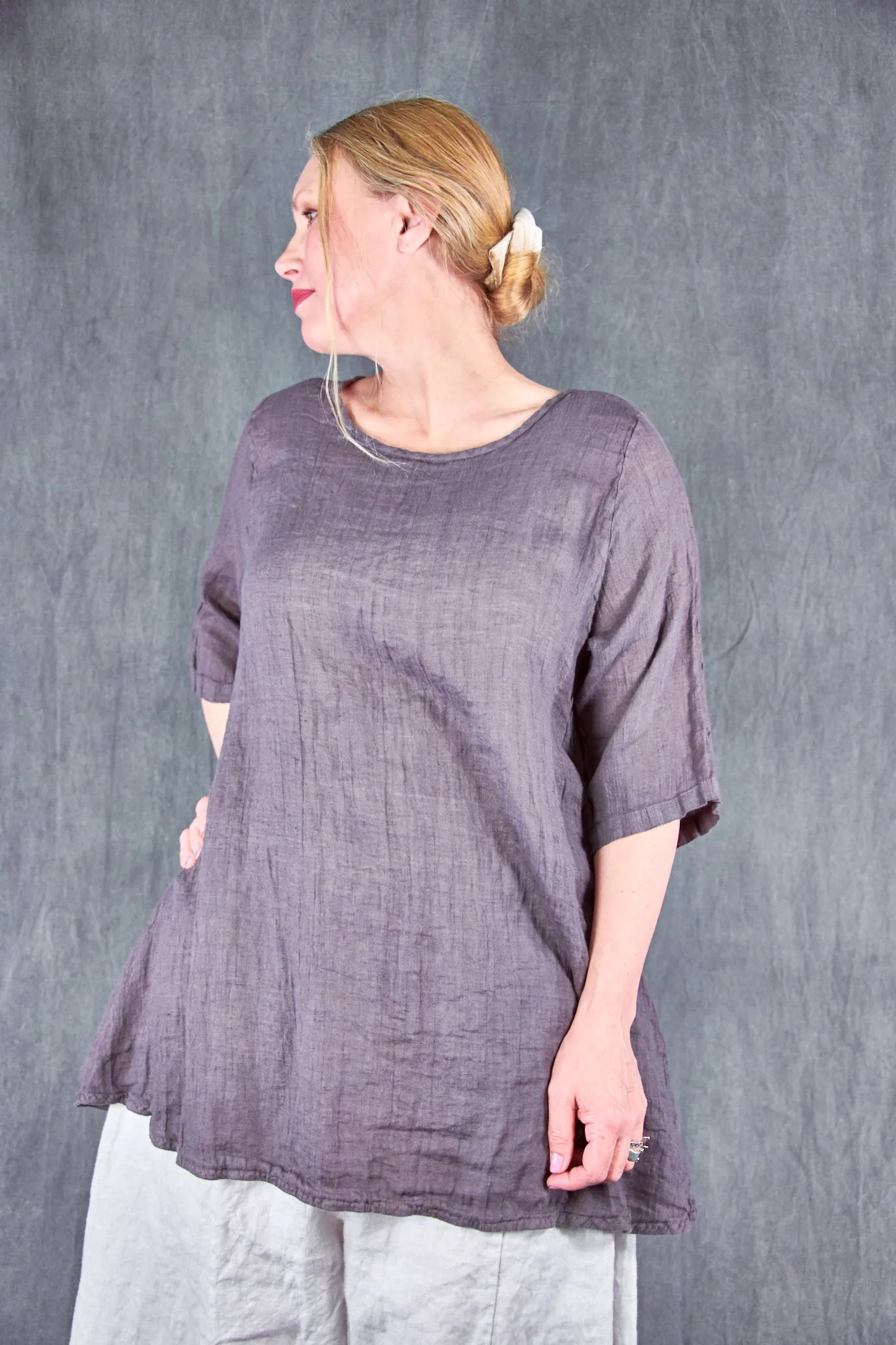 1210 Linen Simple Tunic Flint-U