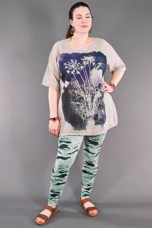 1210 Linen Simple Tunic Fog Printed