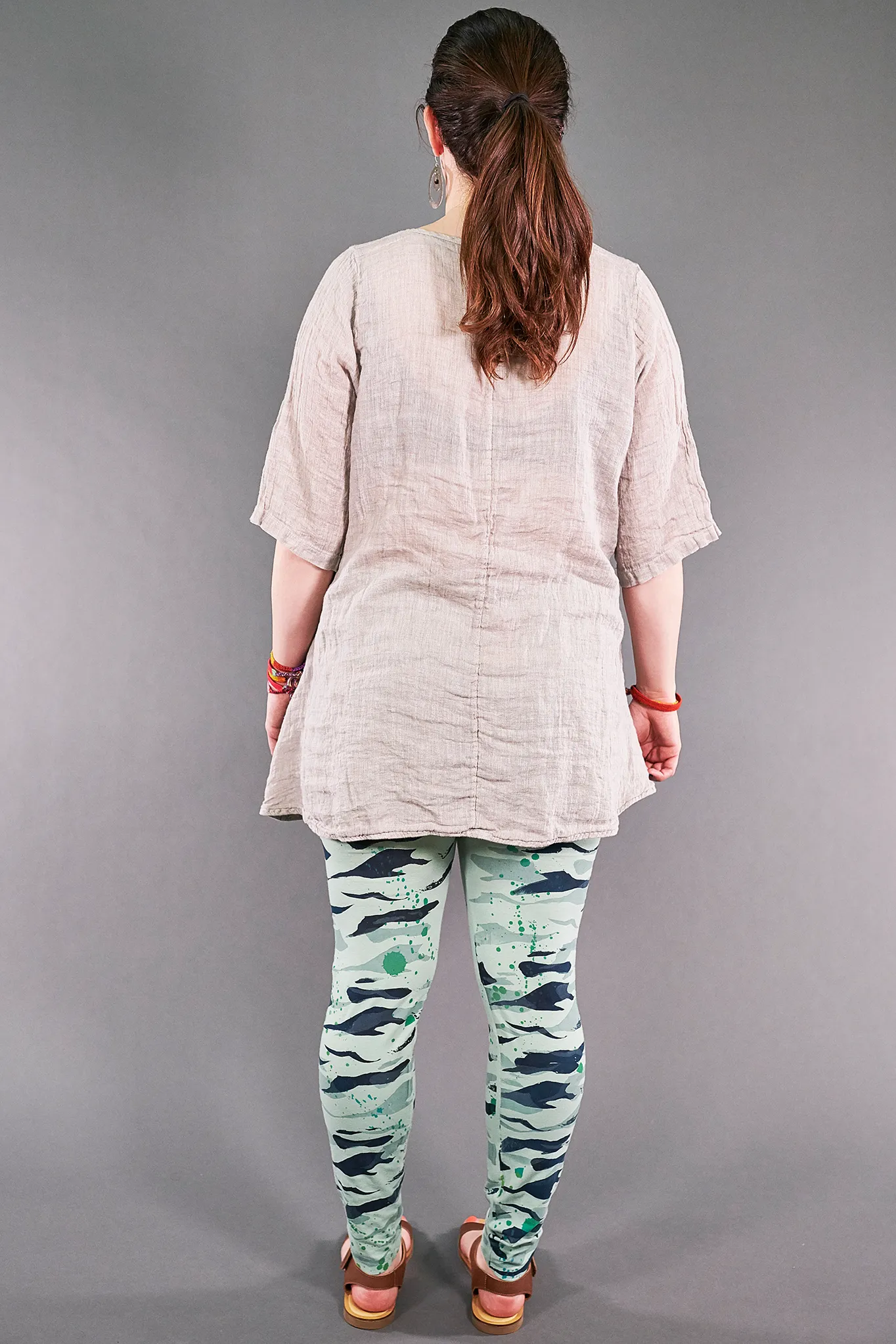 1210 Linen Simple Tunic Fog Printed