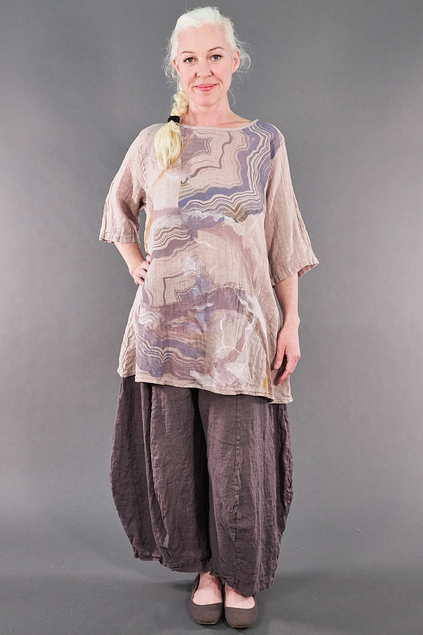 1210 Linen Simple Tunic Malva-P