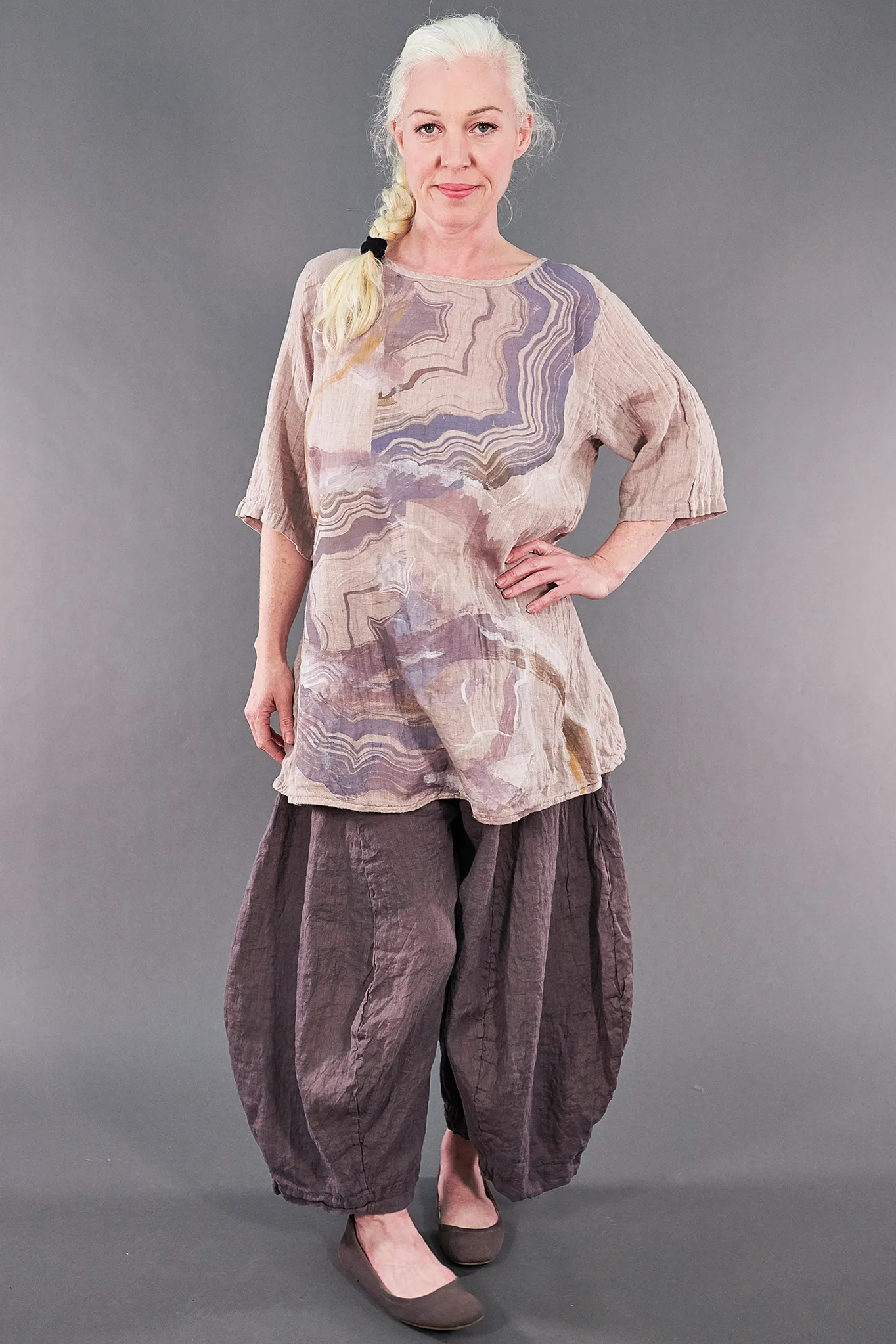 1210 Linen Simple Tunic Malva-P