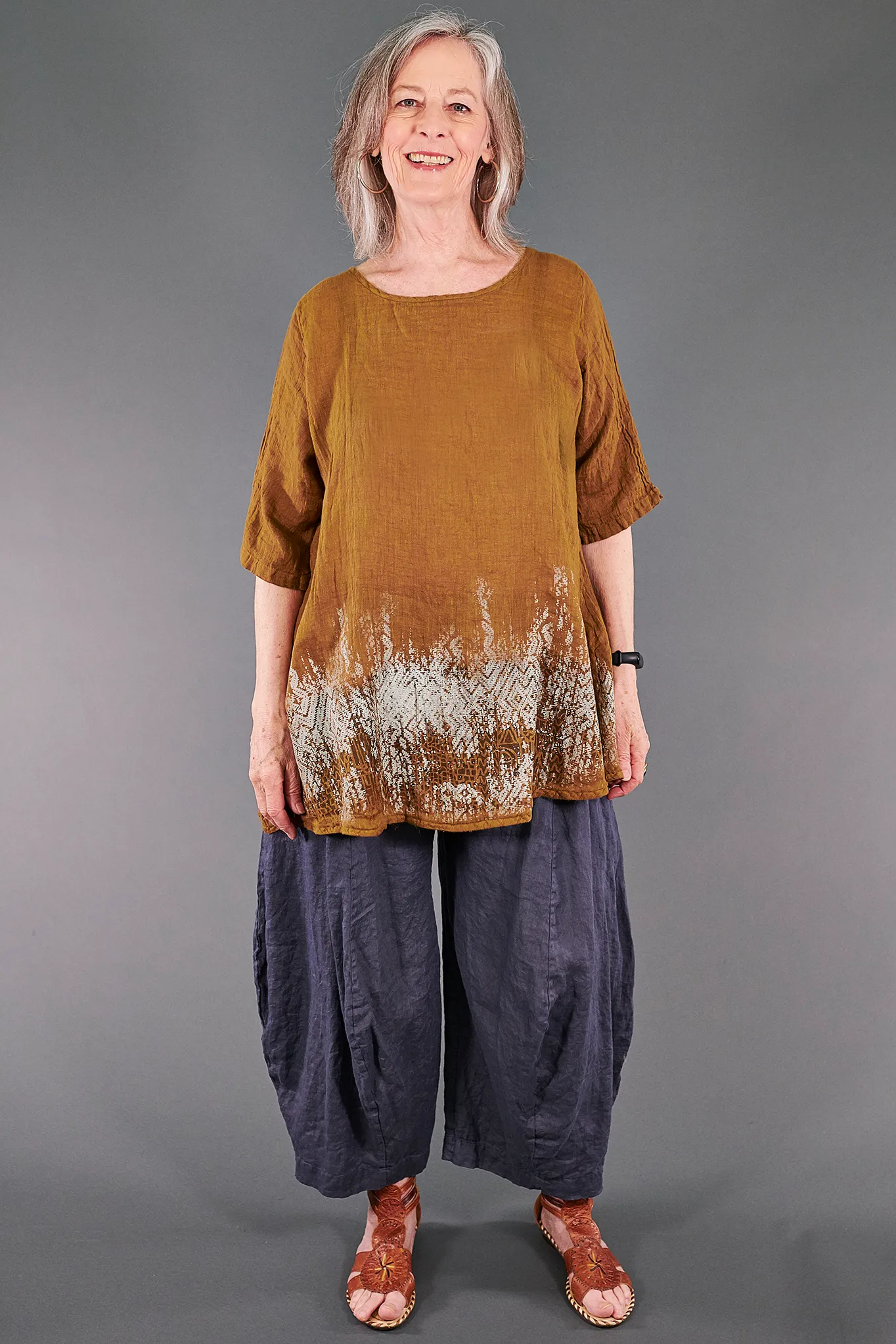 1210 Linen Simple Tunic Vintage Brass-P