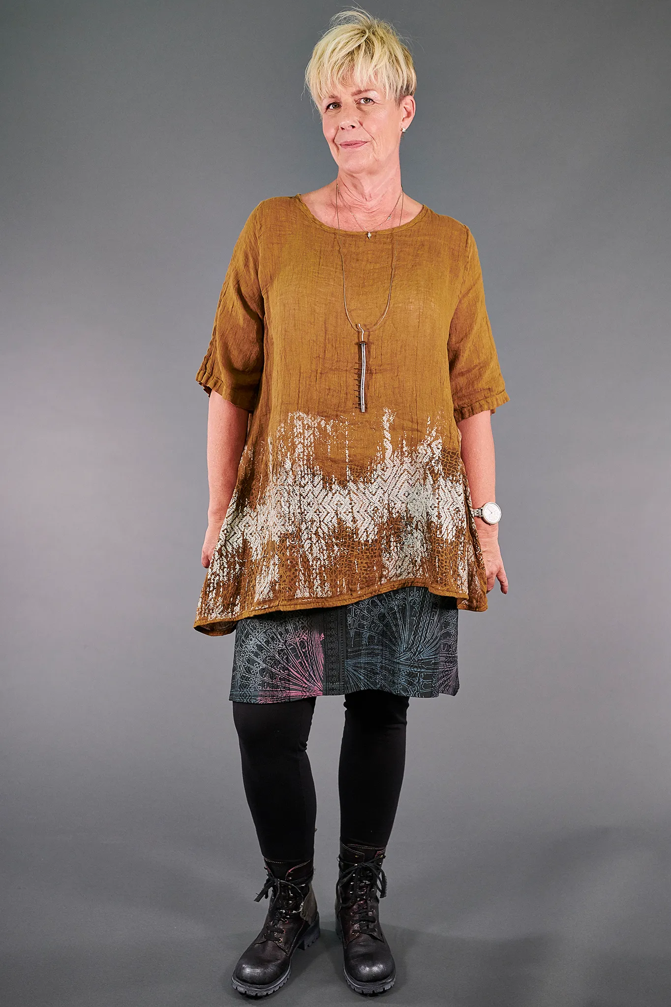 1210 Linen Simple Tunic Vintage Brass-P