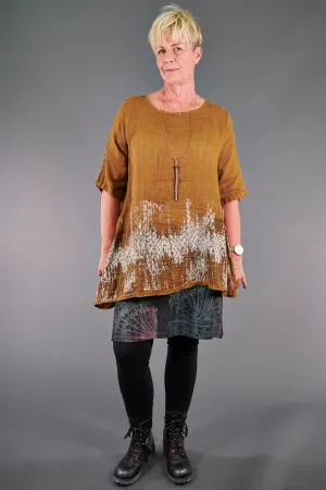 1210 Linen Simple Tunic Vintage Brass-P