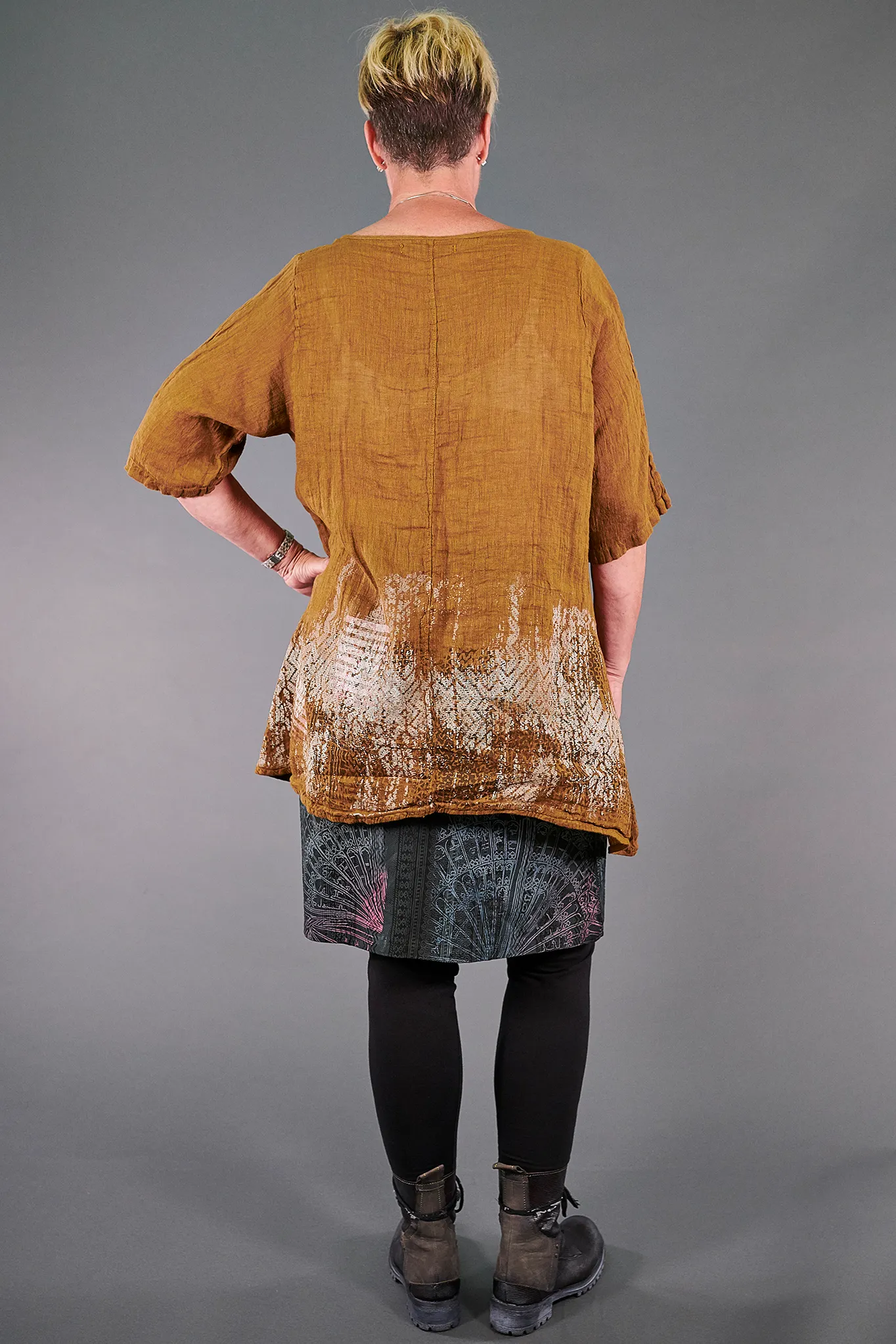 1210 Linen Simple Tunic Vintage Brass-P