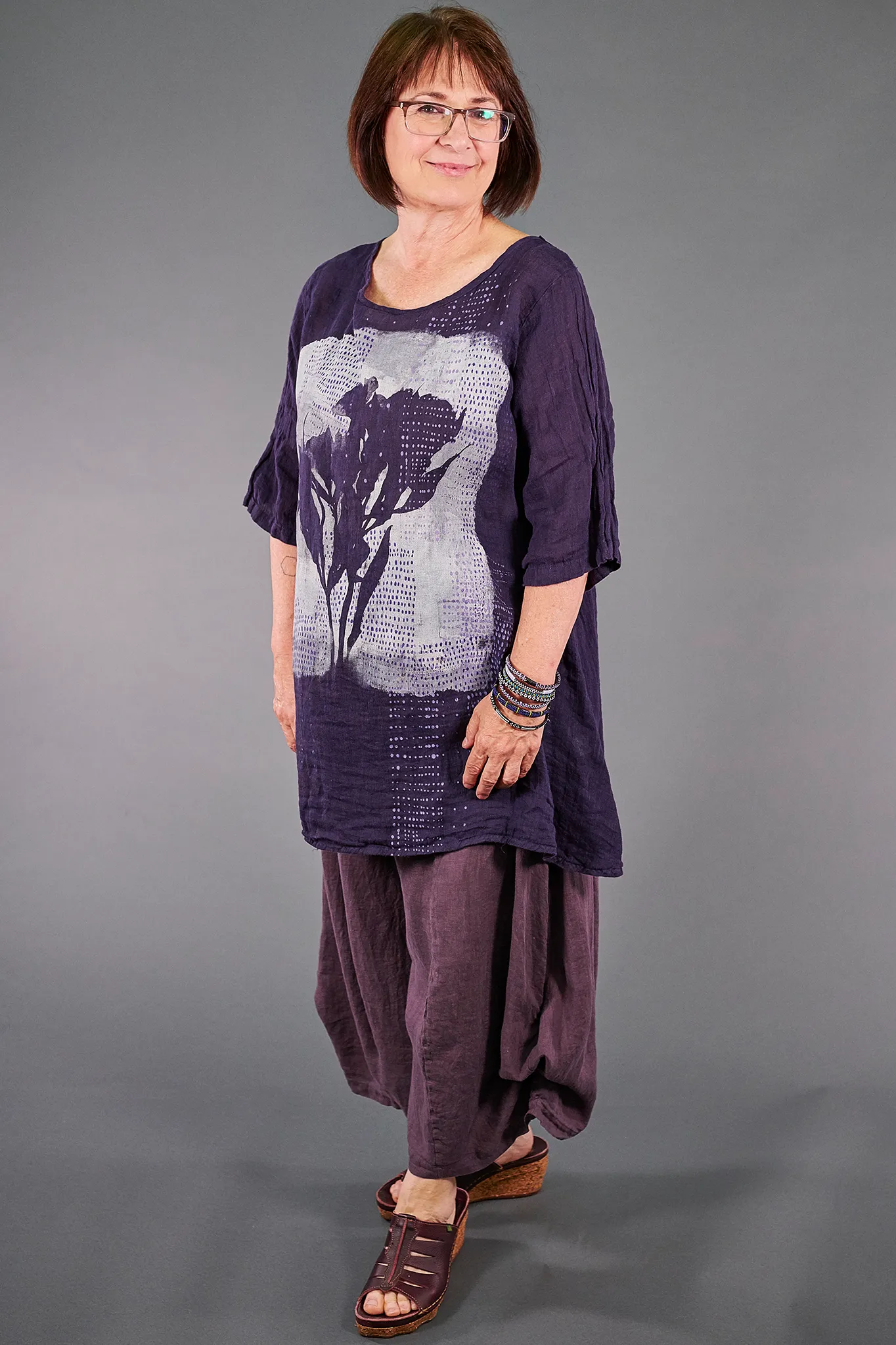 1210 Linen Simple Tunic Violet Ink-P size 2