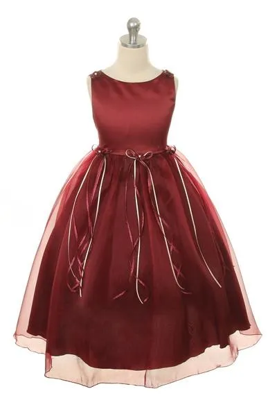 149 Organza Rosebud & Ribbon Girls Dress