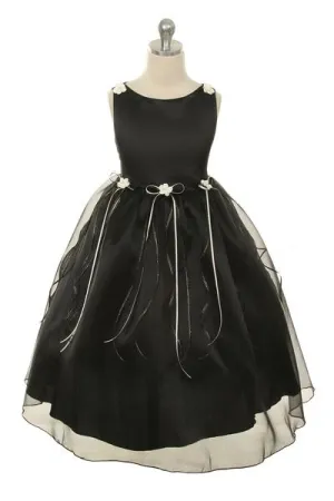 149 Organza Rosebud & Ribbon Girls Dress