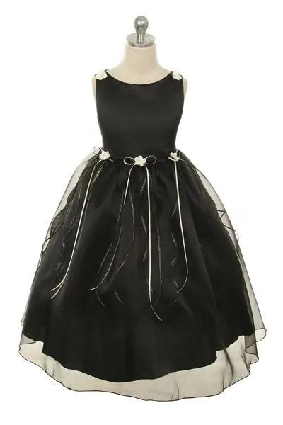 149 Organza Rosebud & Ribbon Girls Dress