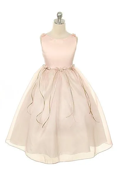 149 Organza Rosebud & Ribbon Girls Dress
