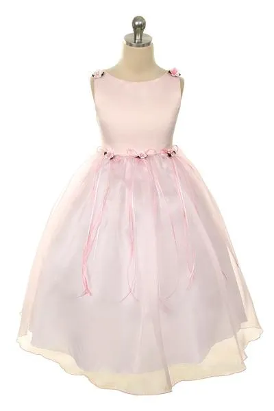 149 Organza Rosebud & Ribbon Girls Dress