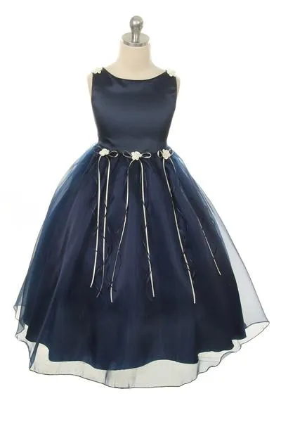 149 Organza Rosebud & Ribbon Girls Dress