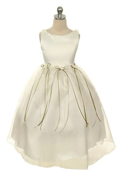 149 Organza Rosebud & Ribbon Girls Dress