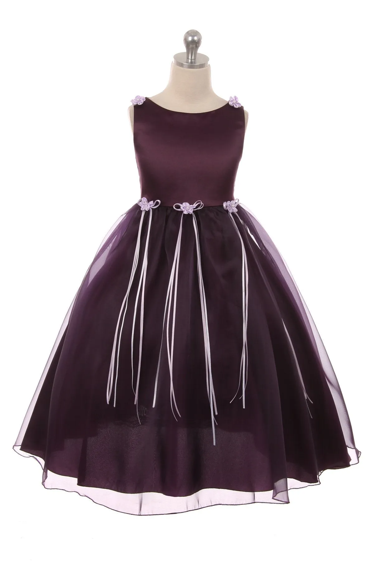 149 Organza Rosebud & Ribbon Girls Dress