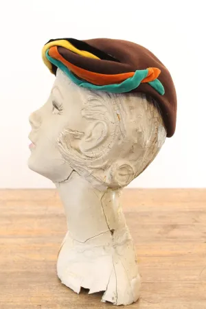 1940s wool velvet hat tilt fascinator cap | new fall