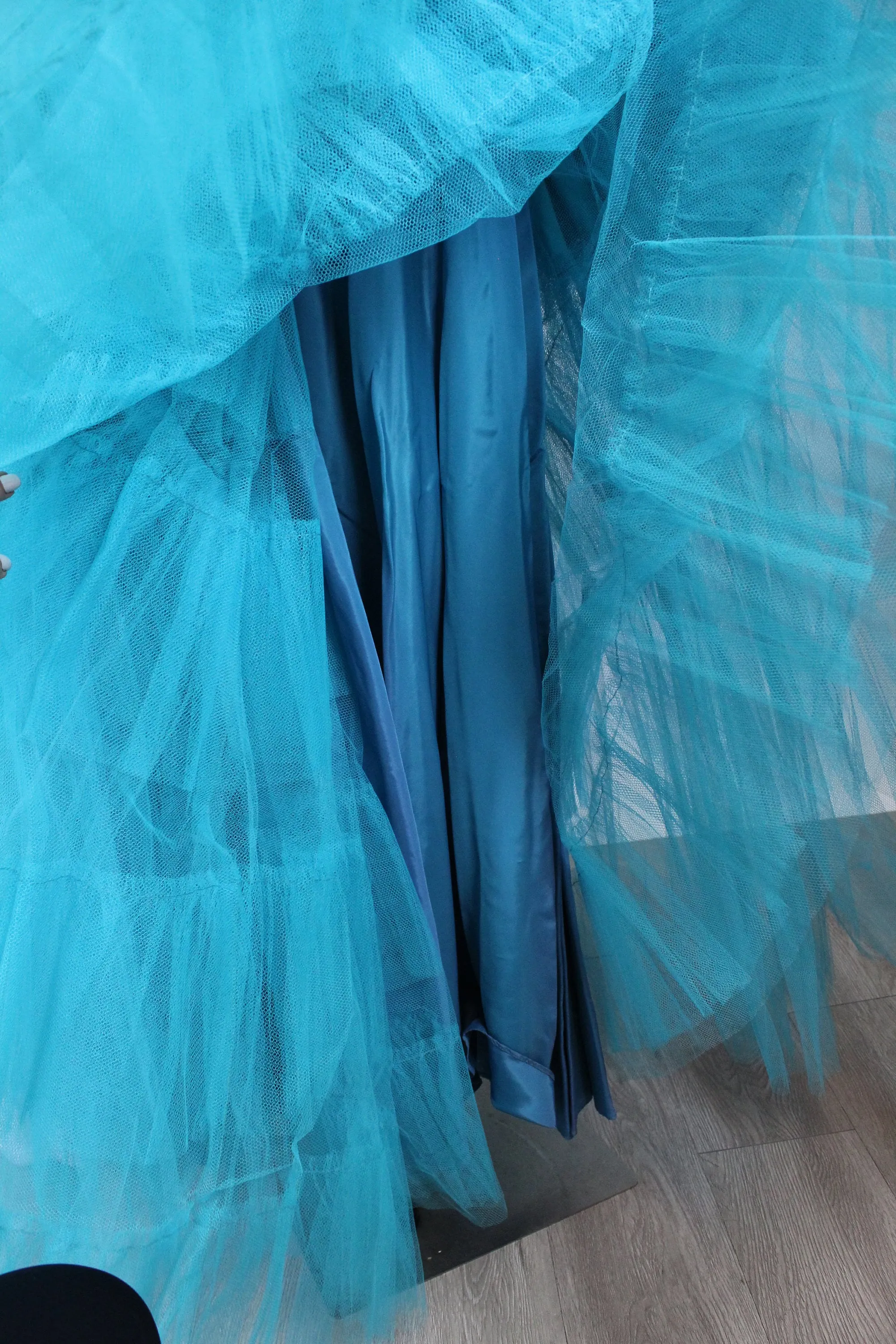 1950s AQUAMARINE TULLE velvet gown dress xs | new fall