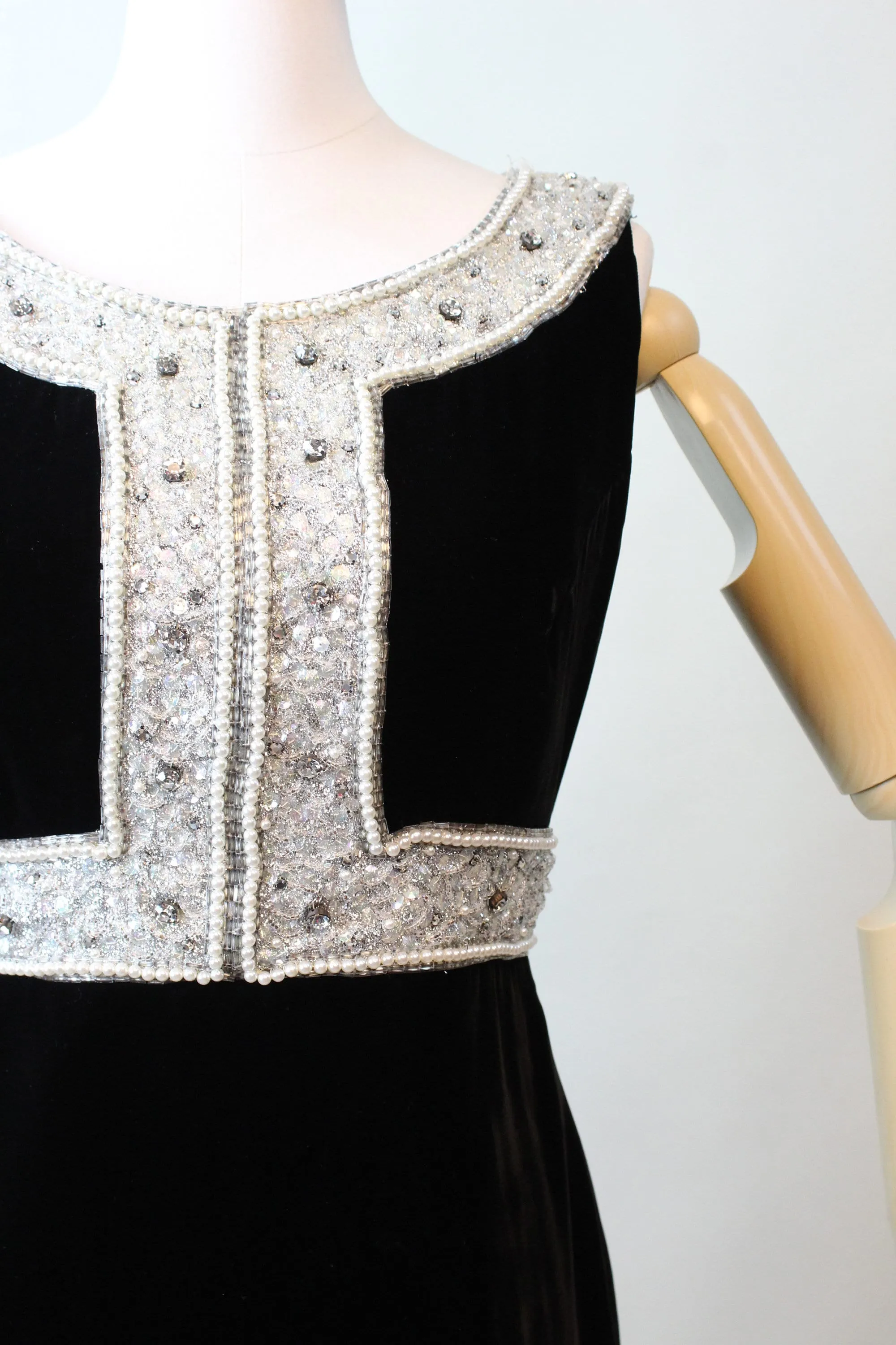 1960s JACK BRYAN velvet gem ENCRUSTED dress xs | new fall