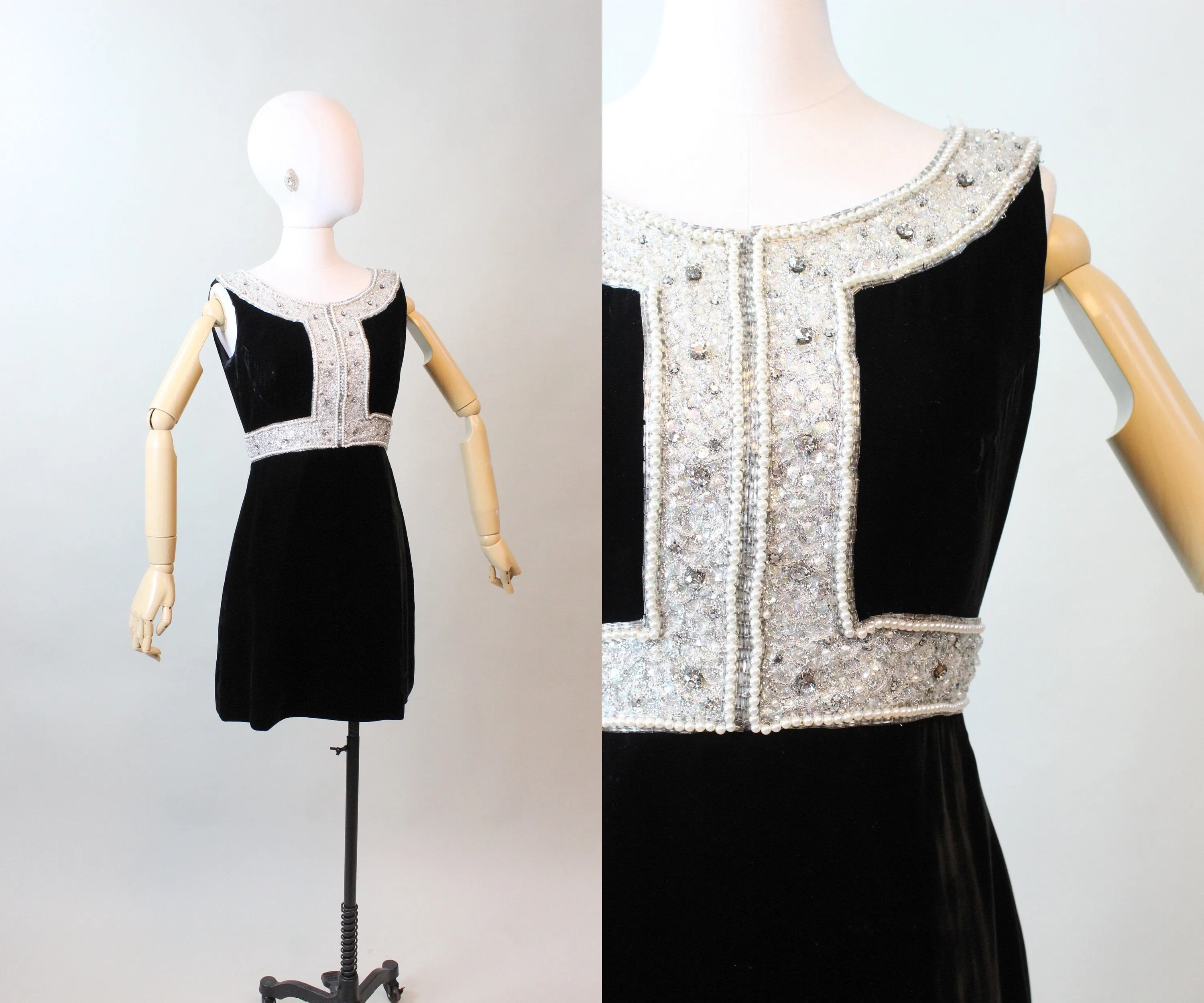 1960s JACK BRYAN velvet gem ENCRUSTED dress xs | new fall