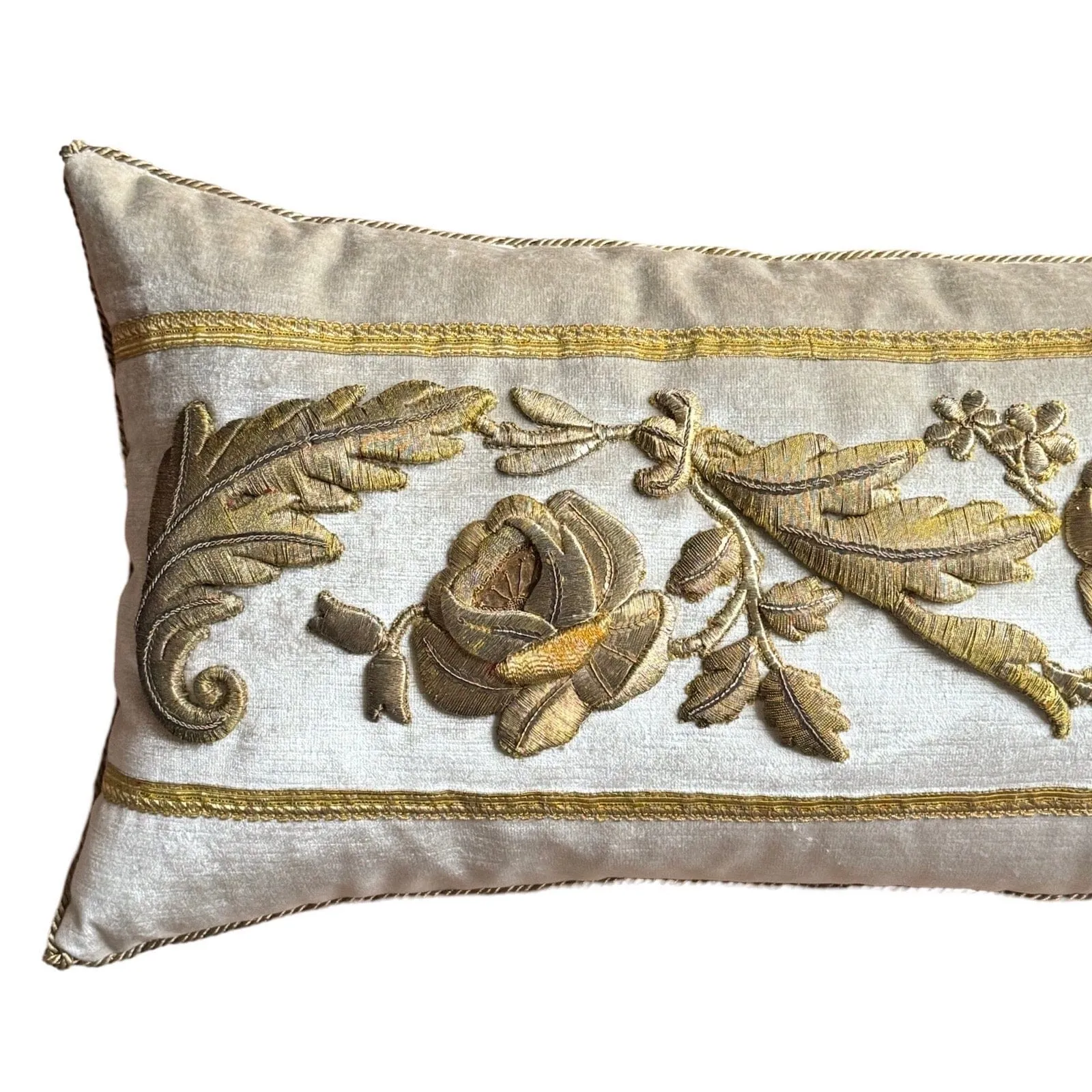 19th C. Antique European Raised Gold Metallic Embroidery (#E052724 | 13 x 30")
