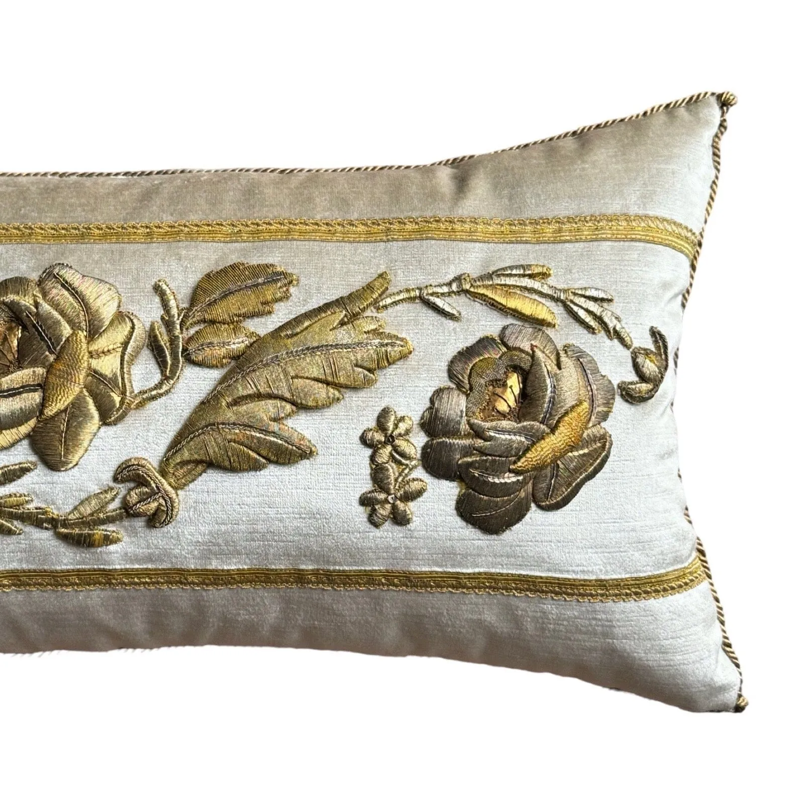 19th C. Antique European Raised Gold Metallic Embroidery (#E052724 | 13 x 30")