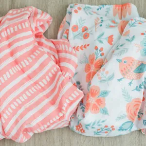 2-Pack Sunrise Bloom Bamboo Muslin Swaddle Blankets
