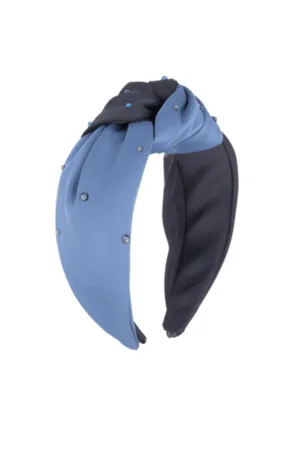 2 Tone Navy/Blue Satin Knot Headband