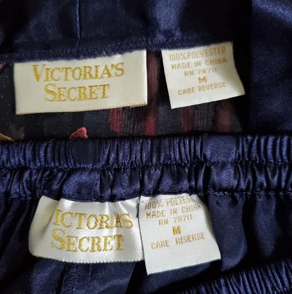 90s Vintage Gold Label Victoria's Secret Satin Floral Pajama Pants &amp; Top Set