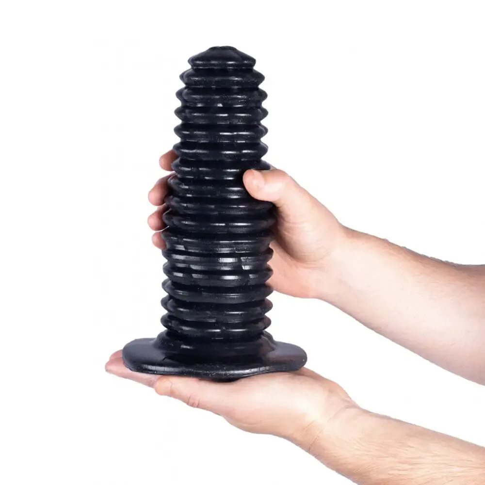 9.75-inch Vinyl Massive Black Dildo with Suction Cup Base