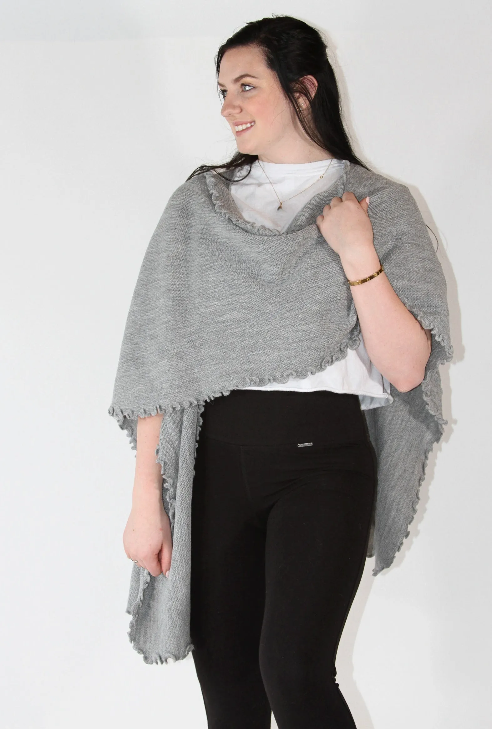 Alpaca Blended Shawl - Gray