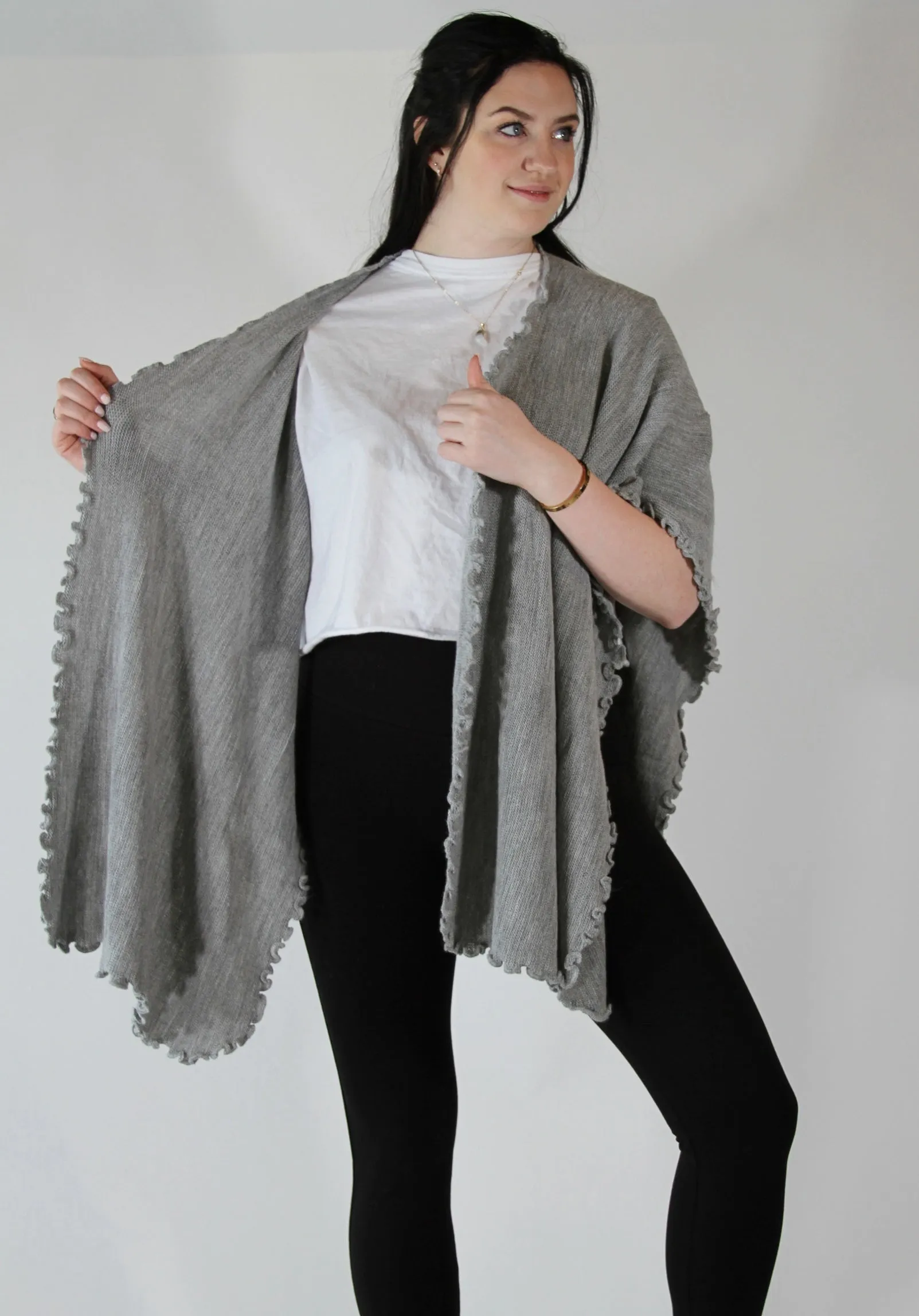 Alpaca Blended Shawl - Gray