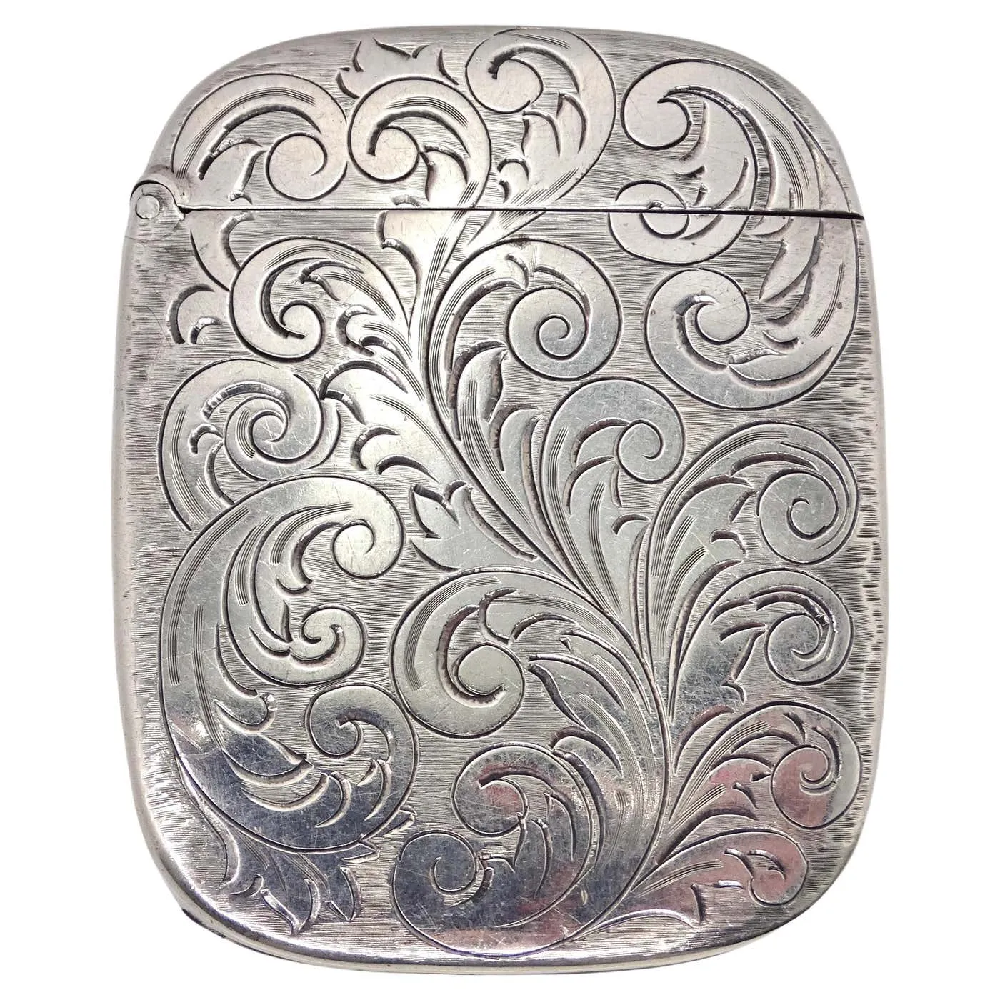 Antique 1950s Silver Etched Match Box