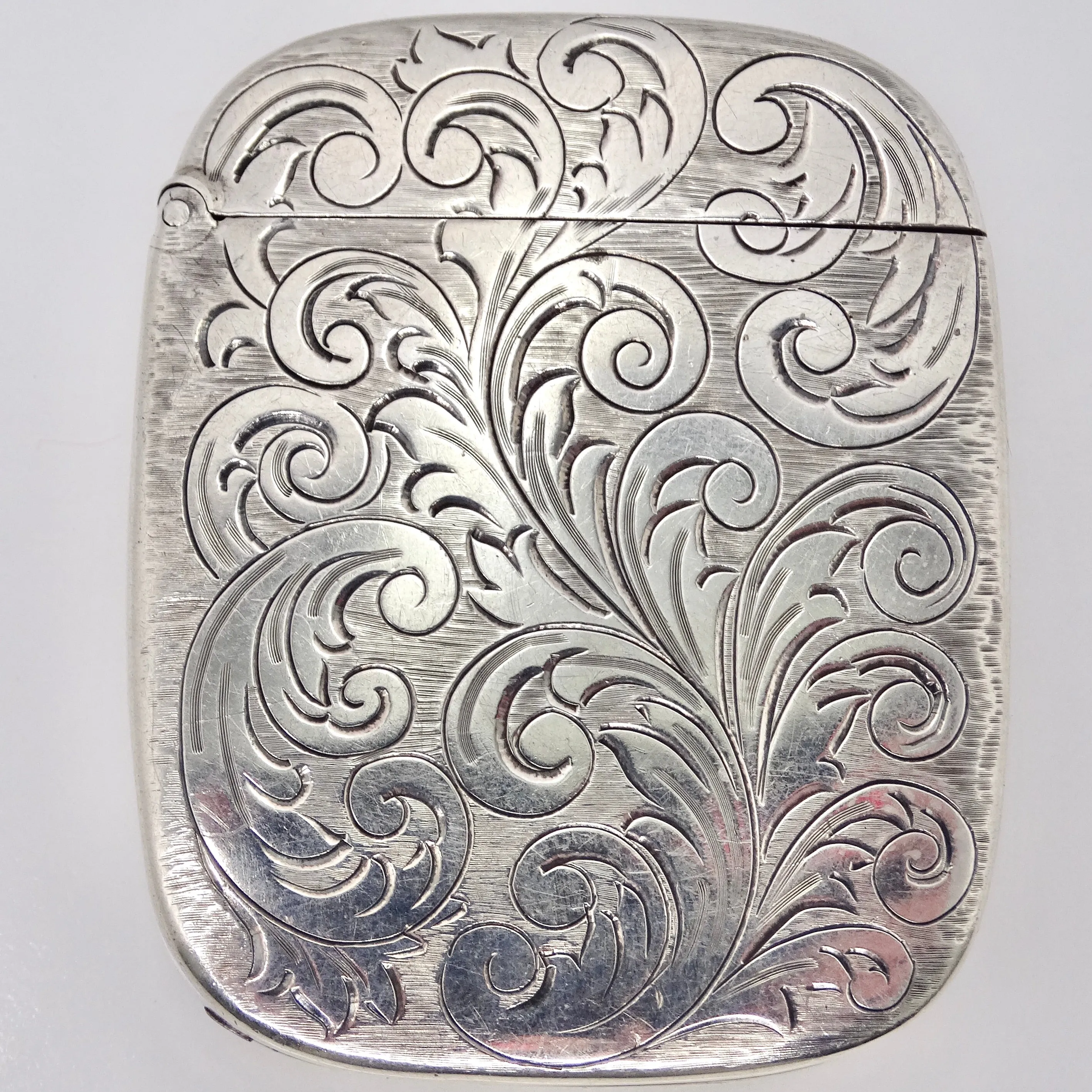 Antique 1950s Silver Etched Match Box
