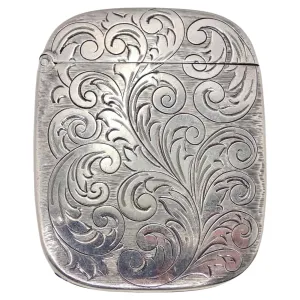 Antique 1950s Silver Etched Match Box