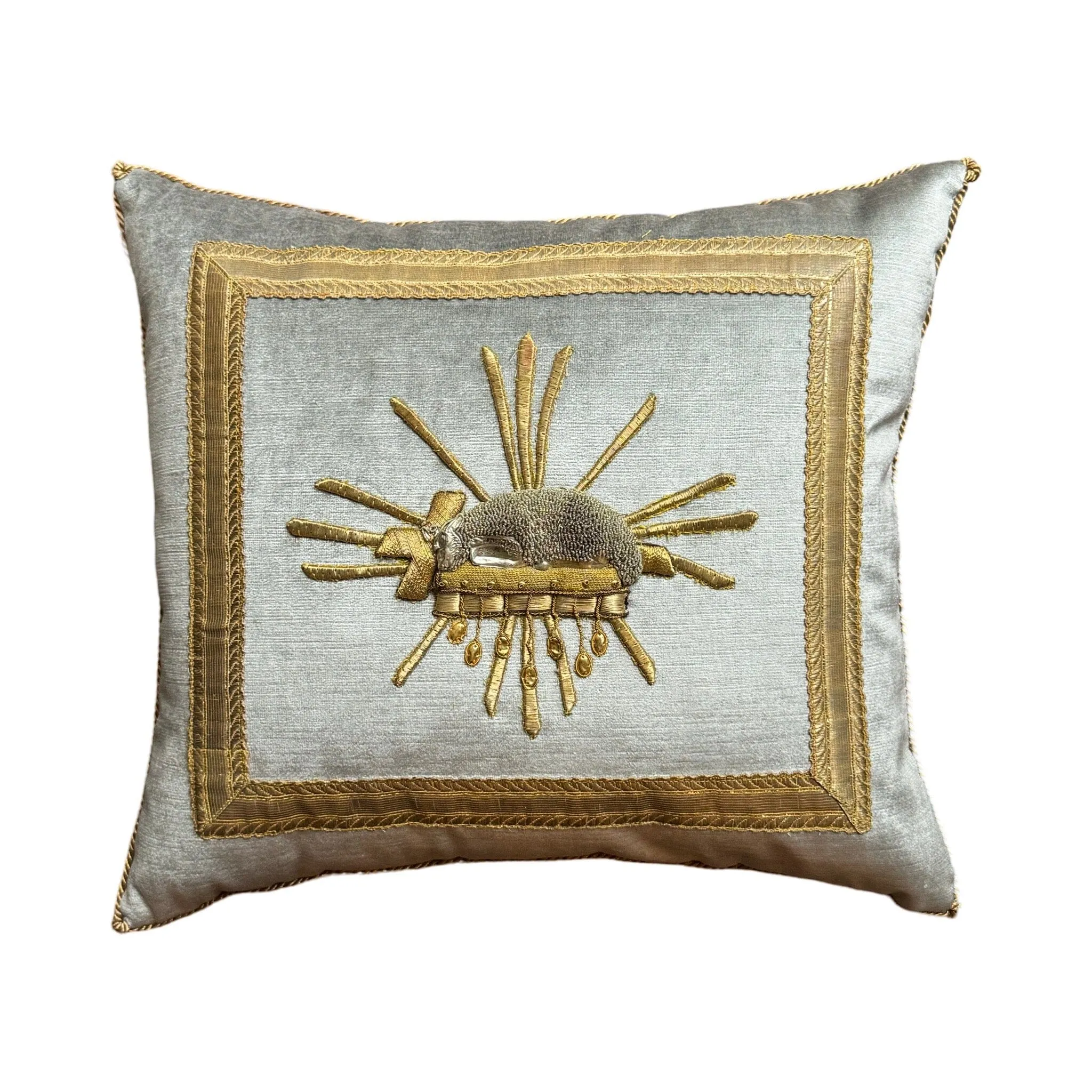 Antique Ecclesiastic Gold & Silver Metallic Embroidered Appliqué (#A070324 | 16x 18")