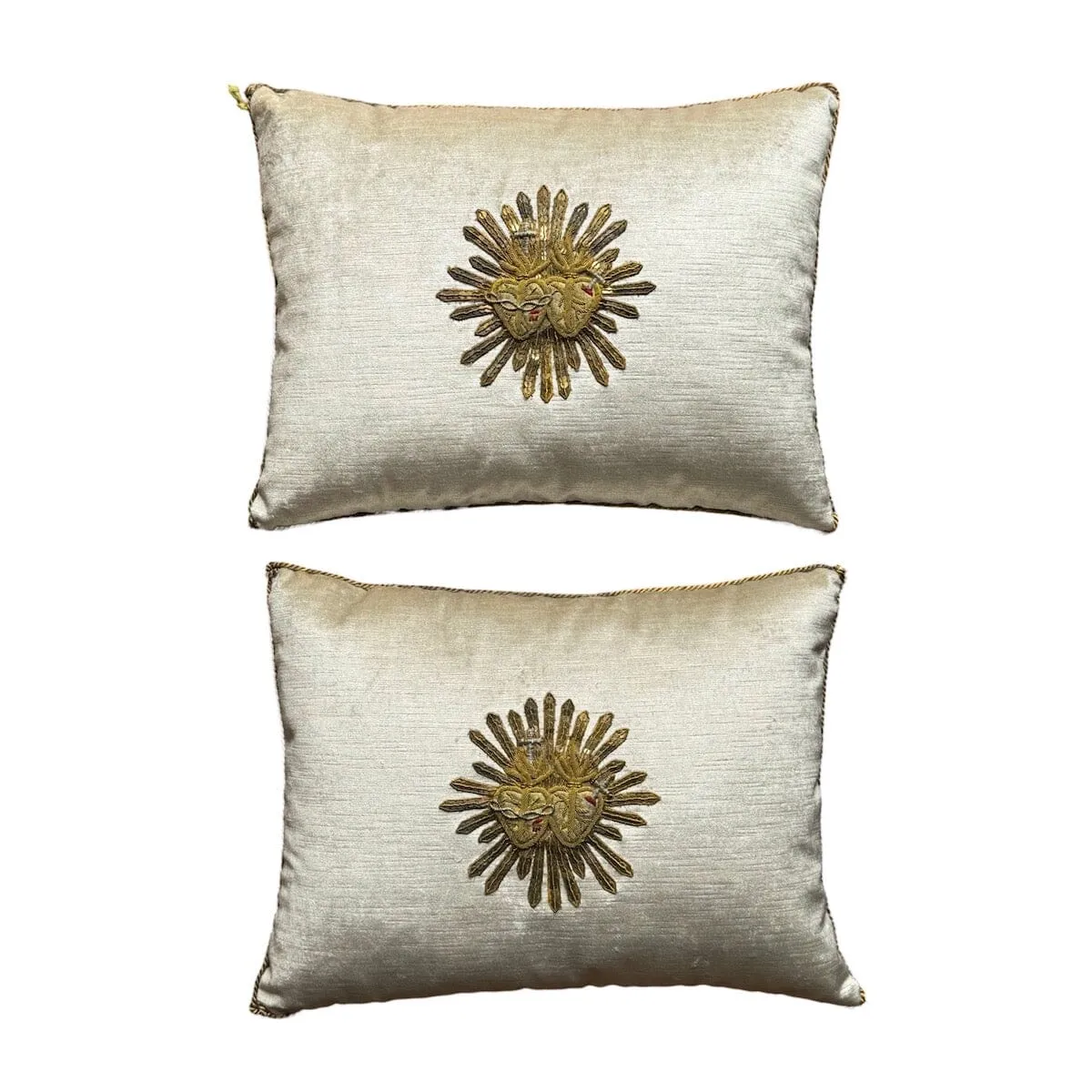 Antique Ecclesiastic Metallic Silver and Gold Applique (#A051724A&B | 13 x 17")