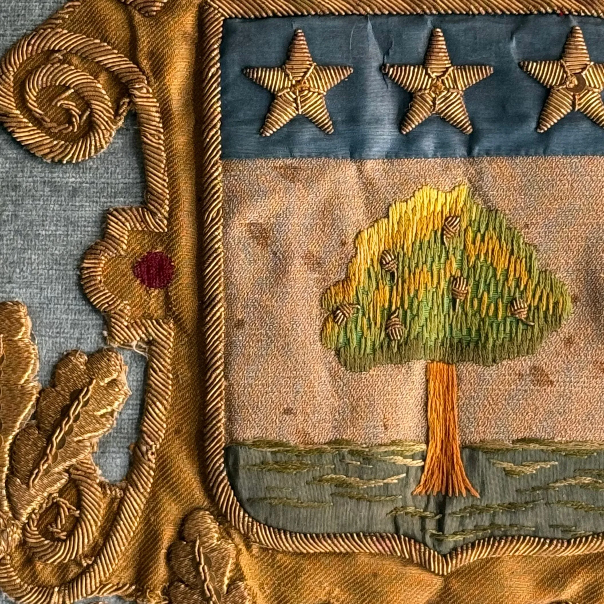 Antique European Crest Embroidery (#E090424 | 19 x 23")