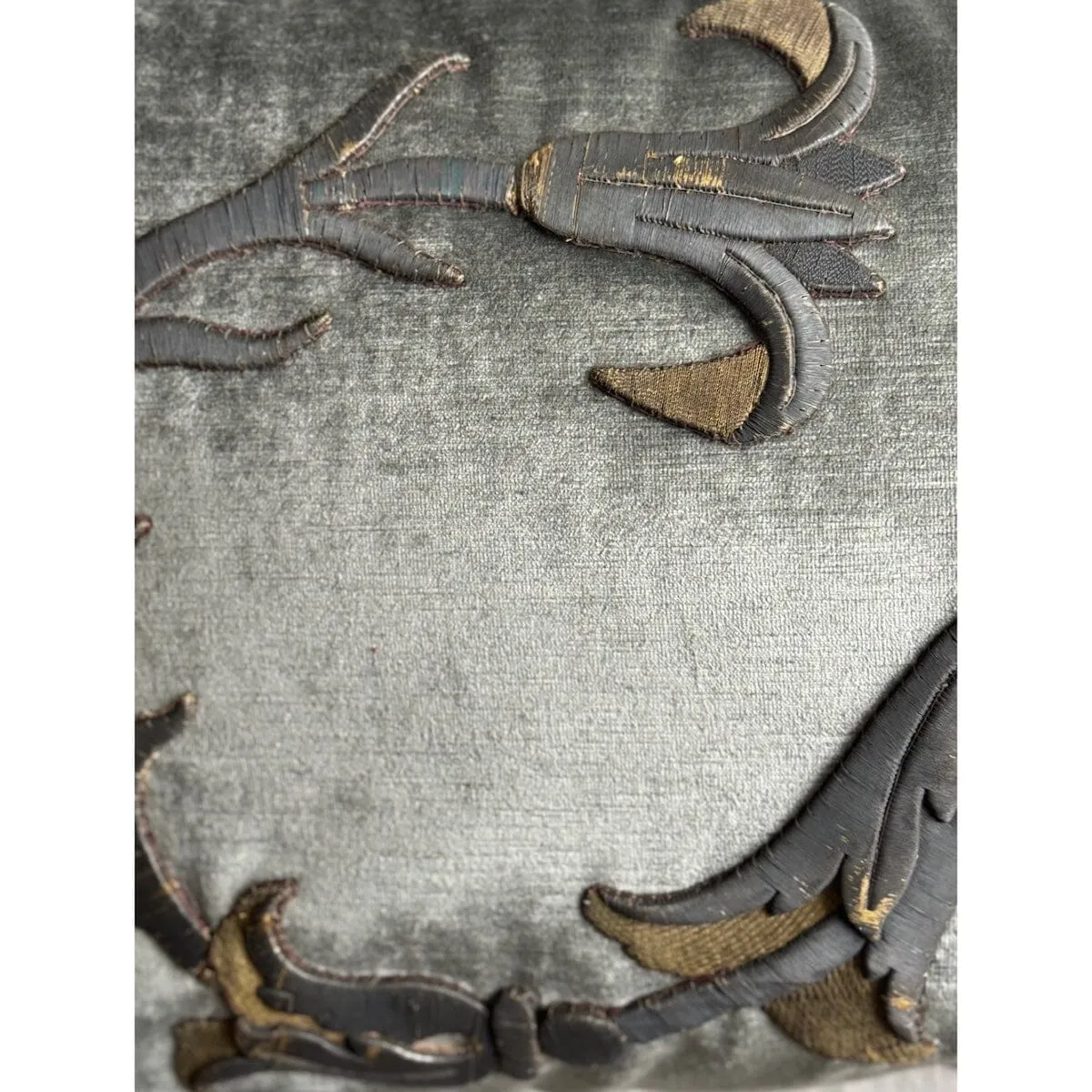 Antique European Raised Bronze and Gold Embroidery (#E122923 | 19 x 32")