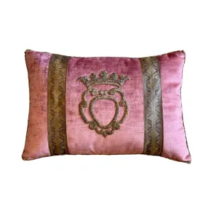 Antique European Raised Gold Metallic Embroidery of Crest with Crown (#E060724 | 13 x 18 1/2")