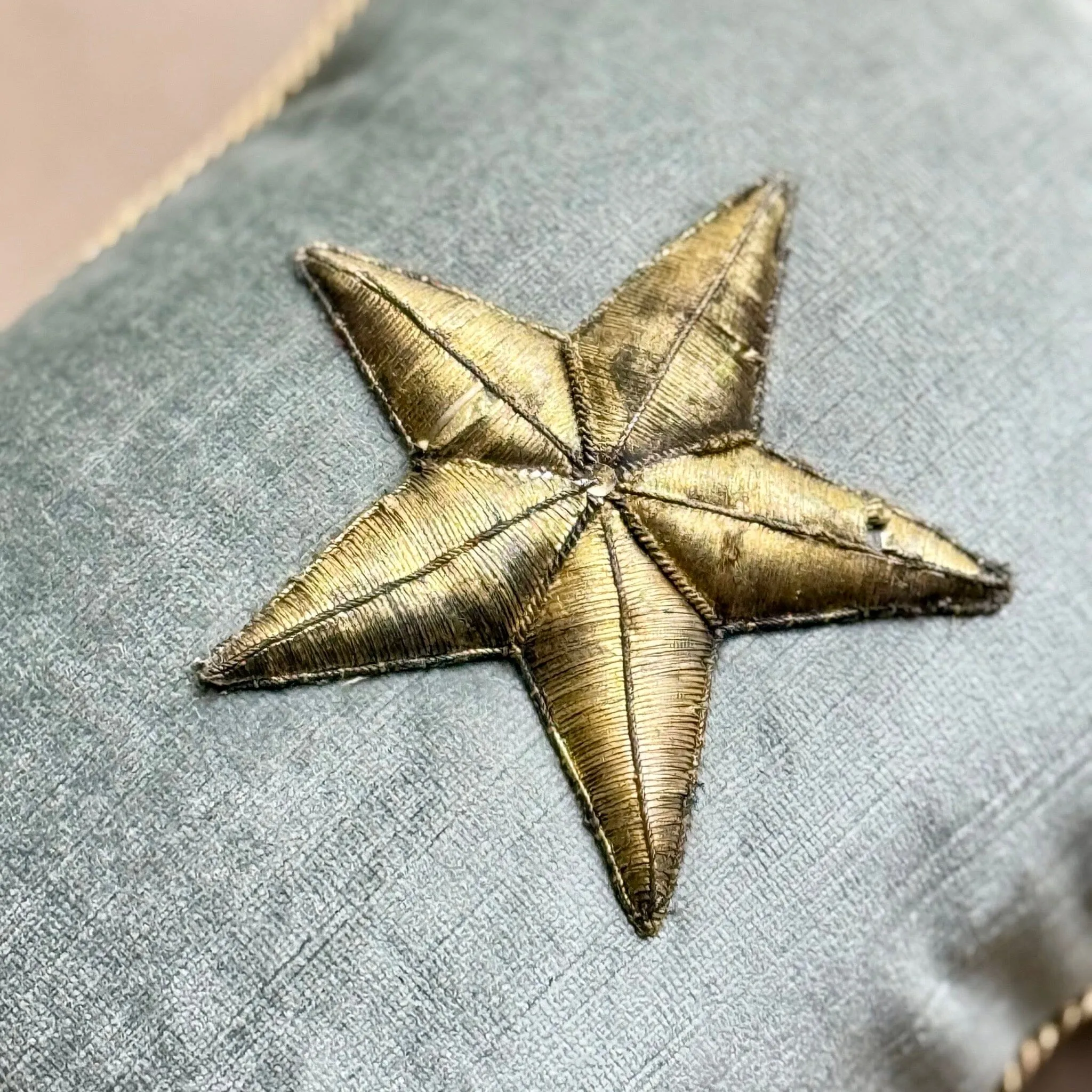 Antique European Raised Gold Metallic Embroidery Pillow (#E110724 | 8 x11")