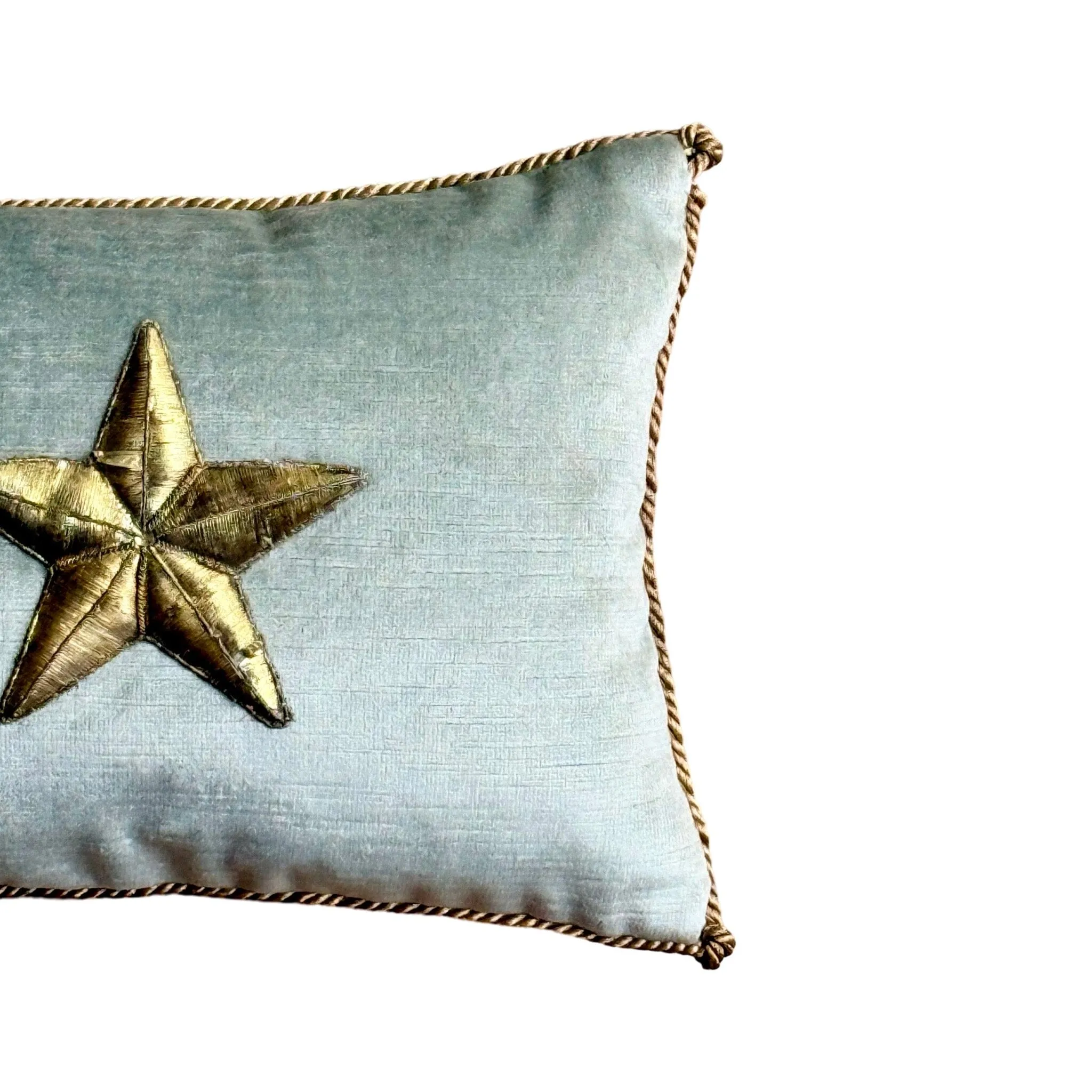 Antique European Raised Gold Metallic Embroidery Pillow (#E110724 | 8 x11")
