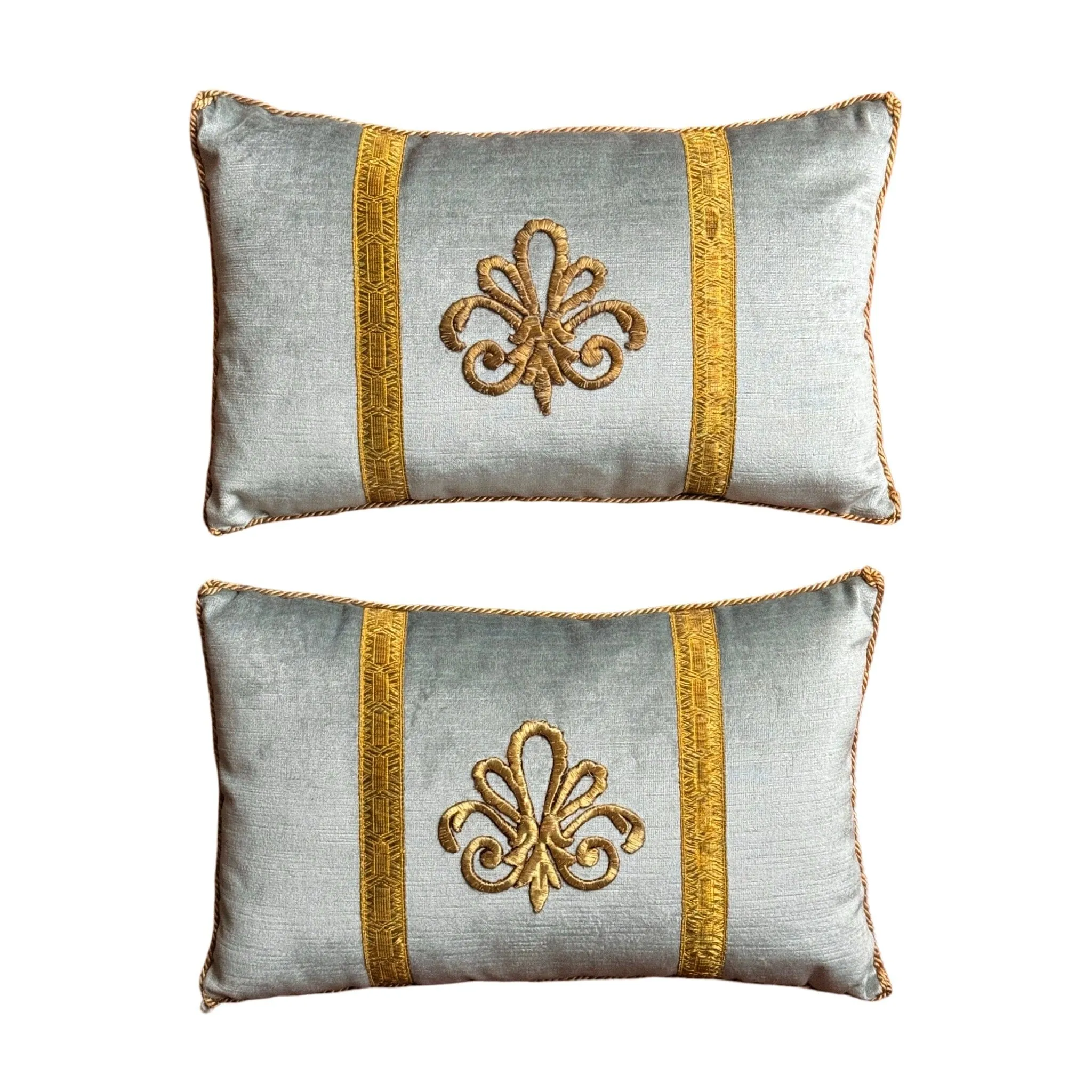 Antique Ottoman Empire Raised Gold Metallic Embroidery (#E082624A&B | 10 x 16")