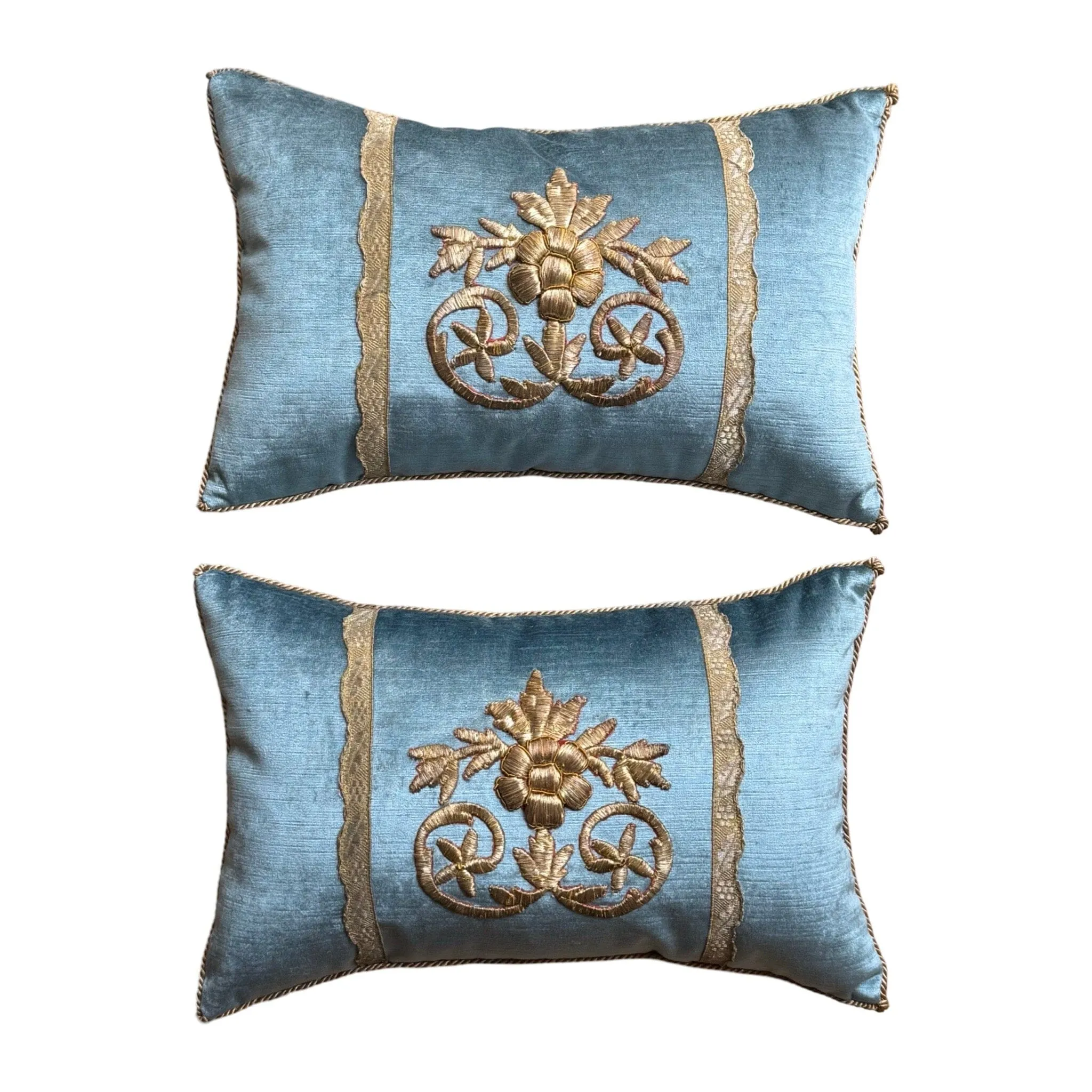 Antique Ottoman Empire Raised Gold Metallic Embroidery (#E101324A&B | 11x17")
