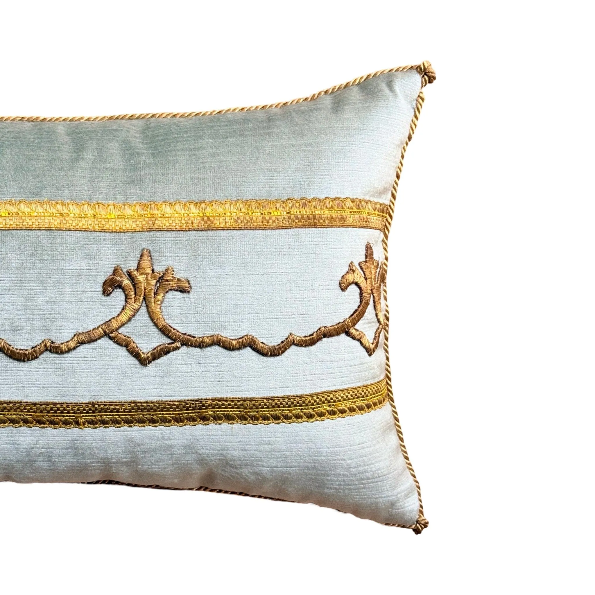 Antique Ottoman Empire Raised Gold Metallic Embroidery (#E112224A&B | 11x 18")