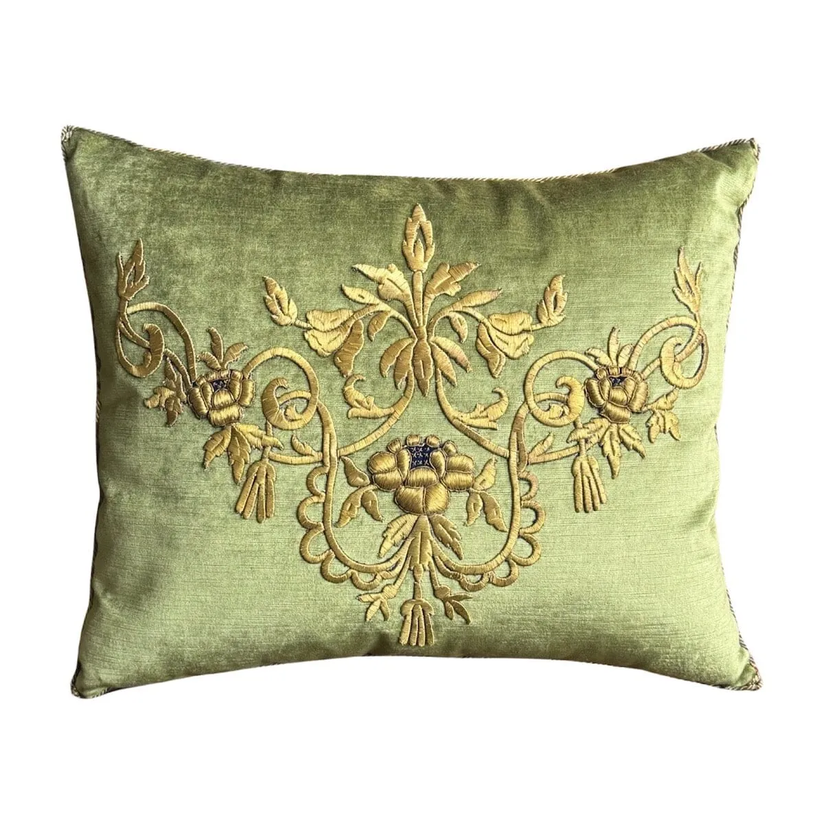 Antique Ottoman Empire Raised Gold Metallic Embroidery (#E120223A&B | 18 x 21 3/4")