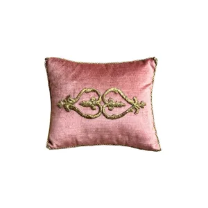 Antique Ottoman Empire Raised Gold Metallic Embroidery on Dusty Rose Velvet (#E060224 | 8 1/2 x 10")
