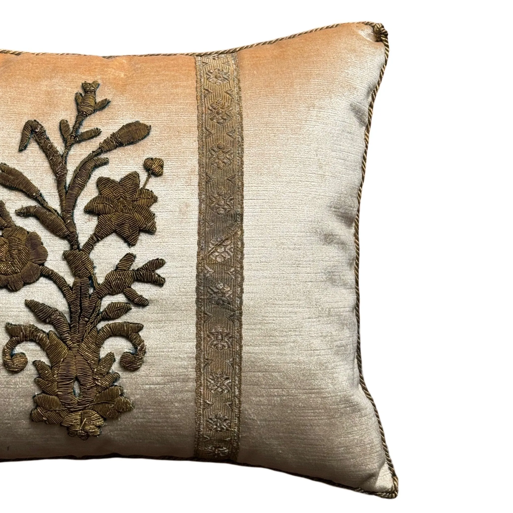 Antique Ottoman Empire Raised Gold Metallic Embroidery(#E092024 | 15 x 19")