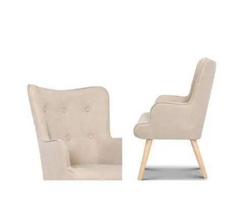 Armchair Lounge Chair Fabric Sofa Accent Chairs and Ottoman Beige