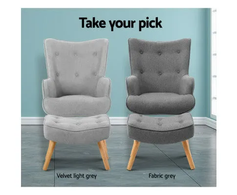 Armchair Set with Ottoman Grey Lansar
